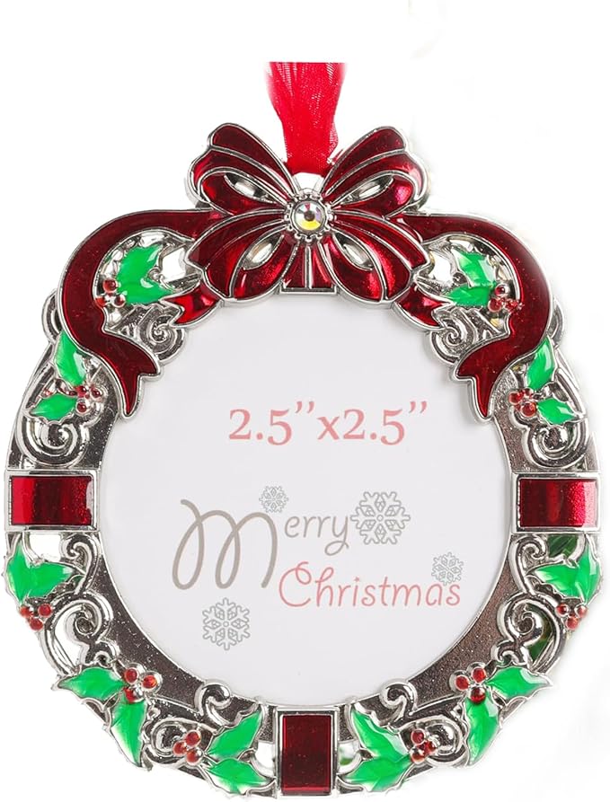 Christmas Tree Ornaments Home Decor Christmas Decorations Xmas Gifts Decorations Holiday Keepsake Gift Pendant Can Insert Photos (Silver-Gift)