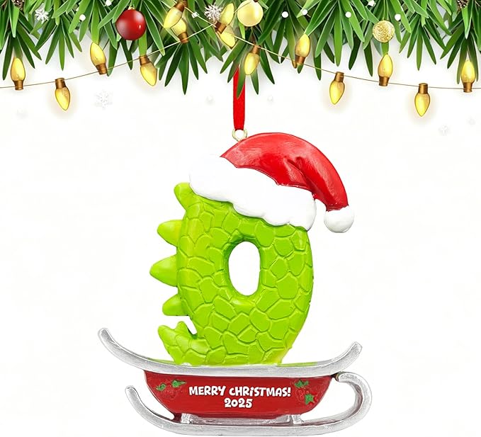 26 Letter Ornaments for Christmas Tree Decoration,Personalized Letters Ornaments, Initial Christmas Ornament, Hanging DIY Letter Xtmas Dinosaur Ornament, Gifts for Family Friends (O)
