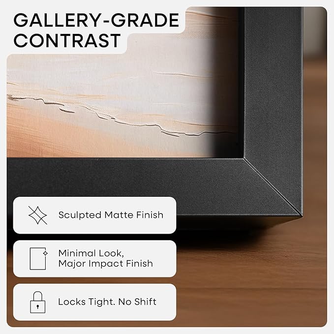 Homeforia 10x10 Black Picture Frame, High End Metal 10 by 10 Square Frames with Mat 8 x 8 Opening, 10by10 Poster Frames Matted to 8x8 Photo, Wall or Tabletop Frames, Tempered Glass, Wall Kit, Set of 4