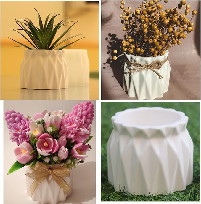 Dried Flowers Vase Concrete Flower Pot Silicone Mold Succulent Plants Cement Plaster Clay Mold Candle Jar/Pen Container/Makeup Brush Storage Mould