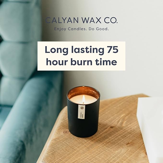 Calyan Wax Co. Seaside & Citrus Scented Candle - 75 Hour Burn - Luxury Non Toxic Soy Wax Candles - Long Lasting Black Tumbler Jar Candle for Home - 10.2oz