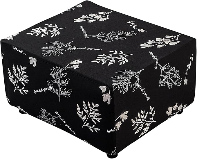 HAOYONG Ottoman Cover Rectangle Printed, Stretch Footstool Slipcover Soft Fabric Protector for Rectangular Ottoman in Living Room or Bedroom Washable X-Large