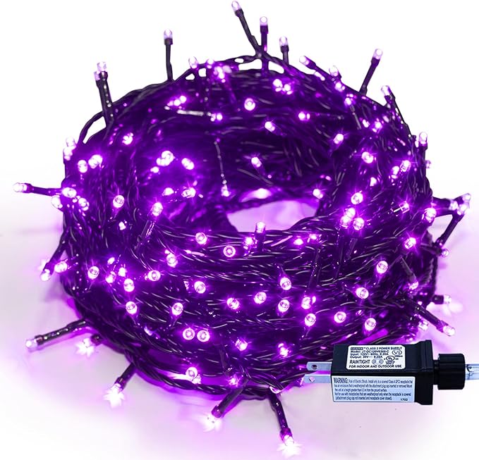 Purple Lights Christmas - 320 LED 35m/115ft 8 Modes End-to-End Plug in Indoor/Outdoor Waterproof Decorative Inside/Outside Fairy Twinkle Xmas Tree String Lights for Halloween/Wedding/Patio/Room/Home