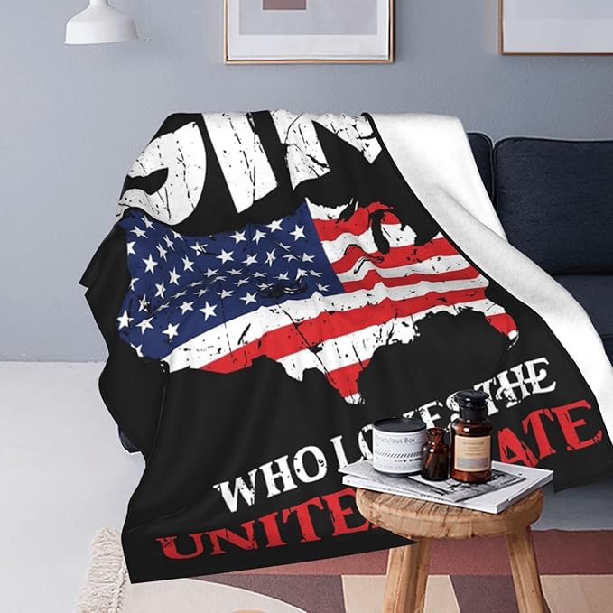 American Girl Throw Blanket Just A Girl Who Loves United States Decor Blanket Super Cozy Plush Lightweight Soft Plush Flannel Fleece Blanket Gifts for Girls Boys Kids Women for Sofa Bed Couch 50"X60"