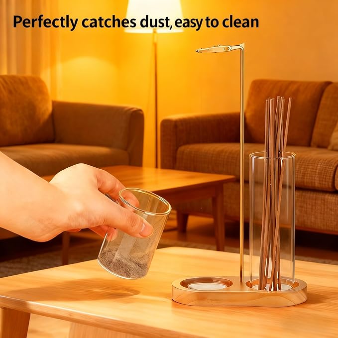 3-in-1 Incense Holder for Sticks with Enlarged Ash Catcher, Anti-Scatter Glass Tray for a Serene Home, Yoga, or Spa, Includes Dedicated Cone Holder and Cleaning Brush（Not Included Incense Sticks）