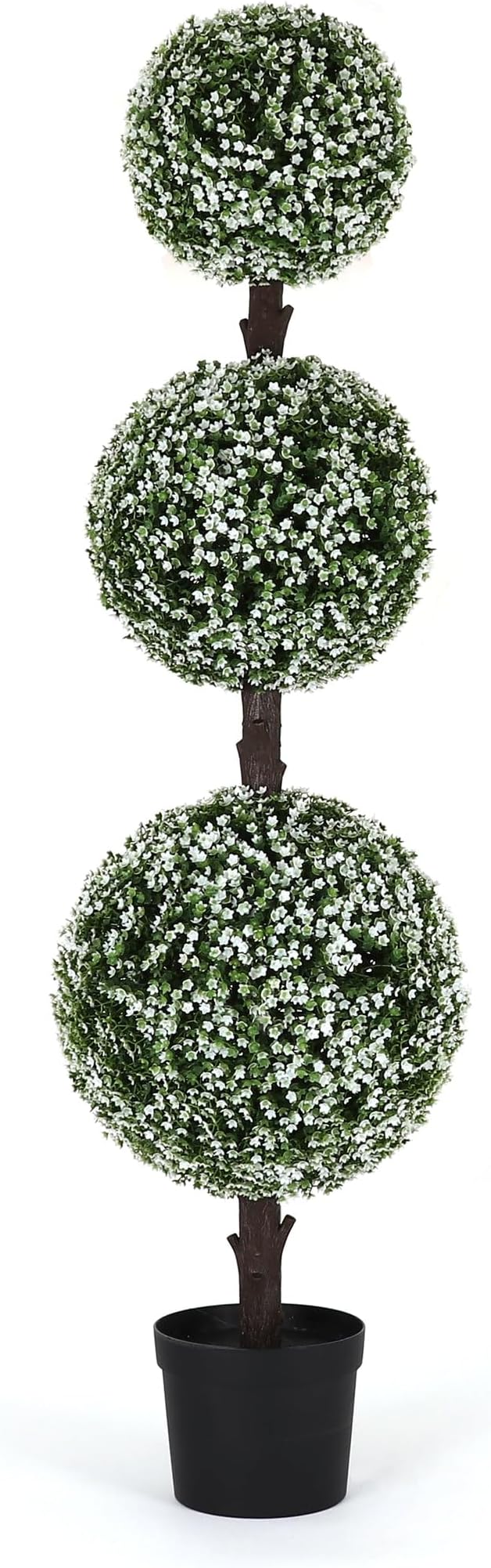 Bornbridge Artificial Baby's Breath Topiary Ball Tree - 4' Baby's Breath Ball Tree - Indoor/Outdoor Topiary Trees - Artificial Outdoor Plants - Lifelike Boxwood Plant (1 Pack)