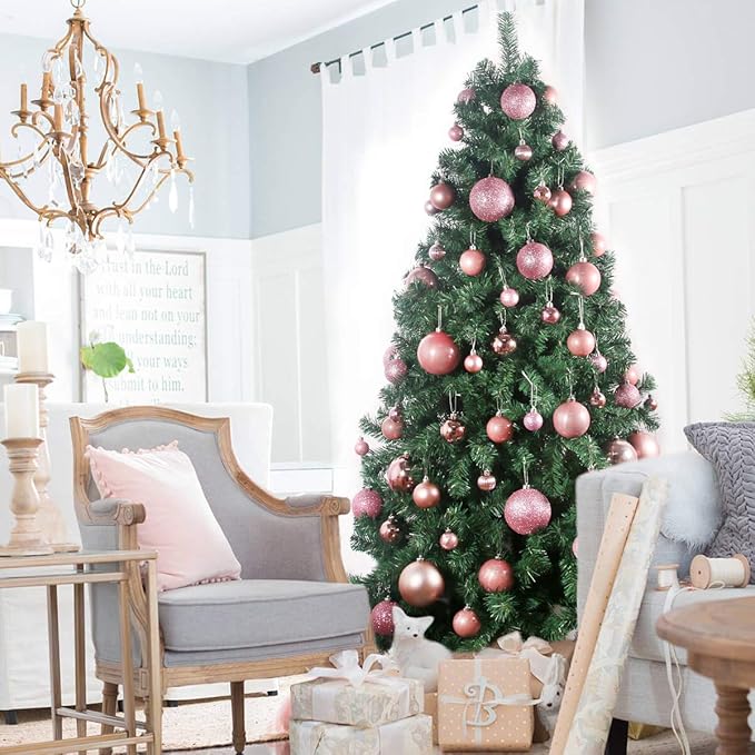 Bubblegun Pink 3.2" Large Christmas Balls - Christmas Tree Decoration Ornaments Shatterproof Hanging Balls for Birthday Halloween Holiday Wedding Decorations Set of 18pcs