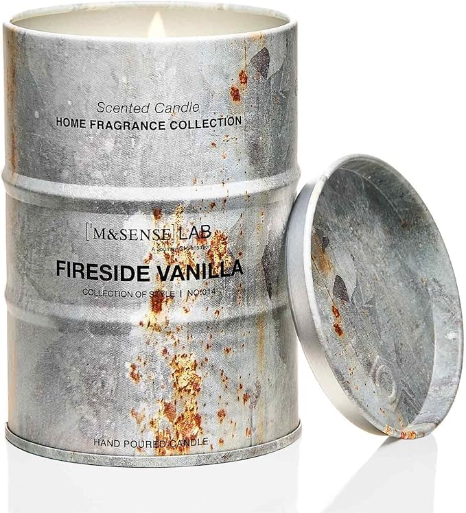 M&SENSE Fireside Vanilla Scented Candles Christmas Decor, Natural Non Toxic, Aromatherapy Candle for Stress Relief Meditation Relaxing, Housewarming Gifts for Women Men, 11.3oz 70 Hour