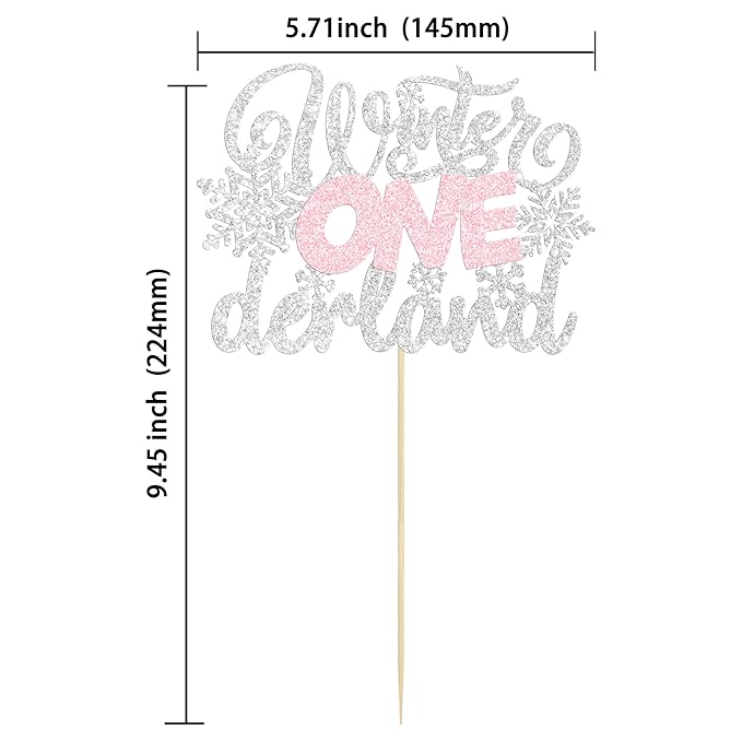 Gyufise 1 Pack Winter Wonderland Decorations Silver Pink Winter Onederland Cake Topper Winter Onederland Party Decorations for Birthday Winter Onederland 1st Birthday Party Supplies