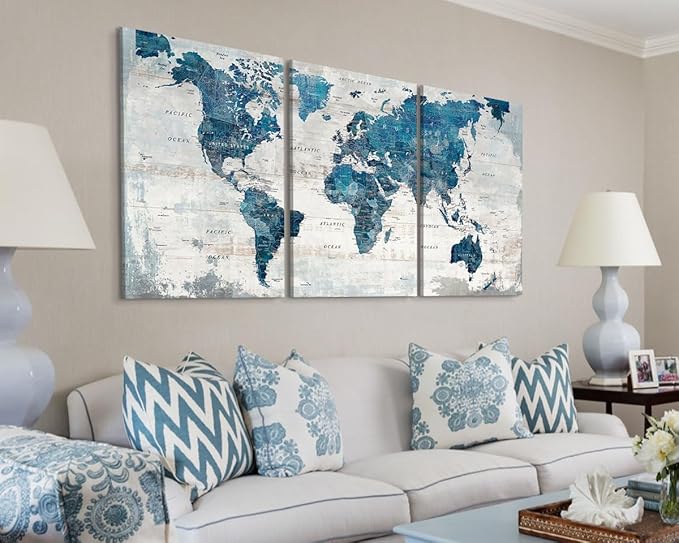 Wall Decor Living Room Motivational Framed Wall Art Large Office Decor for Wall Home Decorations for Bedroom Blue Grey Paintings Dining Room Pictures