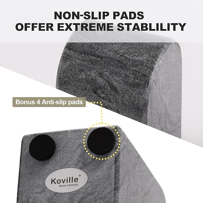 Koville African Natural Marble Bookends for Shelves, 7lbs Heavy-Duty Marble Book Holders, Decorative Book Ends, Bookshelf Apartment Decor for Normal Books/CD/Video Games