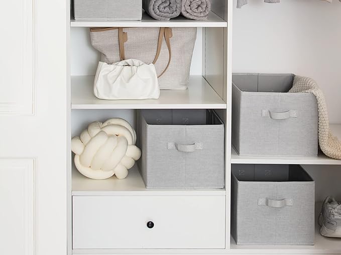 StorageWorks Fabric Storage Bins for Shelves, Closet Organization and Storage Baskets, Foldable Storage Bins Clothes Organizer, Light Grey, 3-Pack, Extra Large