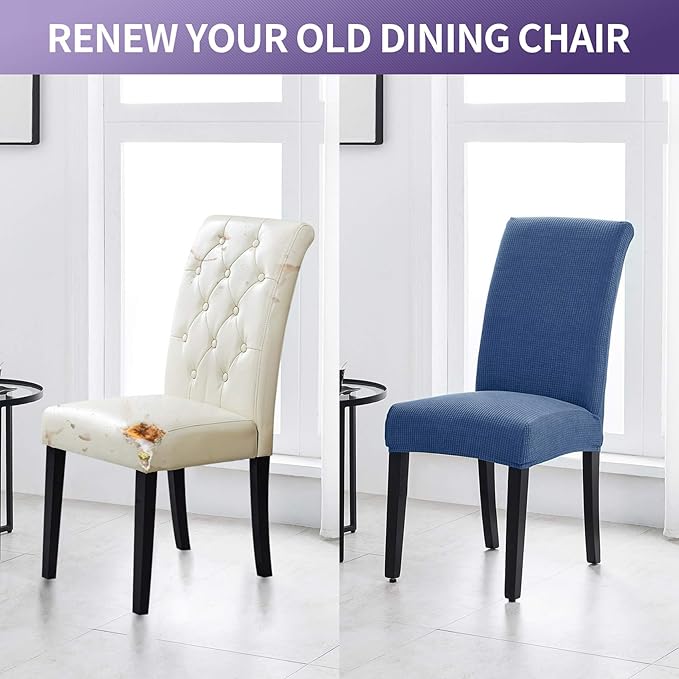 Joccun Chair Covers for Dining Room Set of 2,Dining Chair Slipcovers Stretch Dining Room Chair Covers Seat Protector,Washable Parsons Chair Cover for Home,Hotel(Riverside,2 Pack)