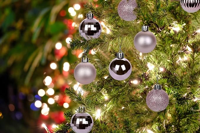 1.57" Pink Christmas Ornaments for Christmas Tree 36 Pcs Mini Shatterproof Balls Christmas Tree Decorations Small Xmas Ornaments Balls with Hanging Loop for Wedding Holiday Party Wreath Home Decor