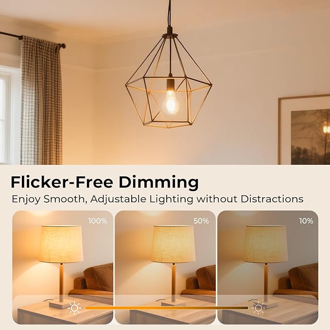 LED Edison Bulb Dimmable, 2700K Soft White, A19 Clear Glass Vintage E26 LED Bulb 6W, 60 watt Equivalent, A19 Light Bulb for Ceiling Fan, 90+CRI, 600LM, 24 Pack