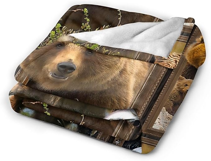 Tijuboni Bear Throw Blanket Bear Gifts for Girls Boys Women Men Kids Adults Soft Flannel Fleece Blanket for Couch Sofa Bed Home Decor 60"x80"