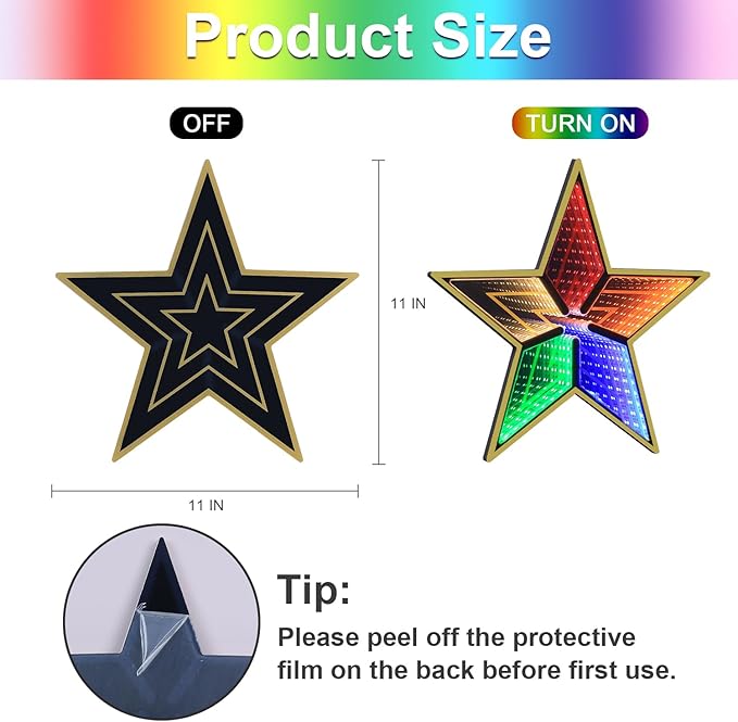 MEETYAMOR Christmas Tree Topper, 11 Inches 130 LEDs Lighted Gold 5-Point Star Tree Topper, 3D Infinity Mirror Colorful Lights Sparkling Treetop Christmas Decorations, Winter Xmas Decor Indoor Home