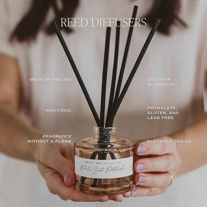Sweet Water Decor Luxury Getaway Reed Diffuser – Hotel Scent Diffuser with Long-Lasting Premium Fragrance of Leather, Iris, Sandalwood for 4 Months – Ideal for Home Decor