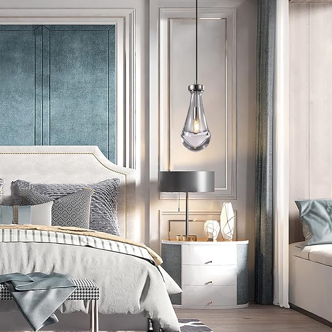 Raindrop Pendant Lights Set of Two, Nickel Pendant Lights Kitchen Island, Indoor Pendant Lighting, Pendant Light Fixtures, Pendant Light for Kitchen Island Bedroom Bathroom