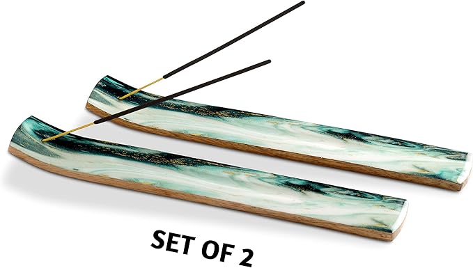 Folkulture Set of 2 Incense Holder or Incense Burner for Insence Sticks, Ash Catcher or Insence Burner Holder, Wooden Insense Stick Holders, Inscent Tray for Home Decor, Mango Wood