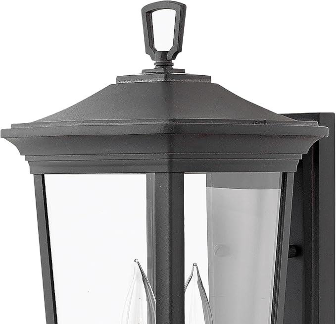 Hinkley Bromley Medium Wall Mount Lantern - Aluminum, 2-Light, Clear Glass, Bulbs Included - Museum Black Finish