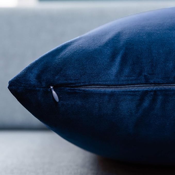 JUSPURBET Decorative Pillow Covers Set of 2 Velvet Throw Pillow Covers for Couch Sofa Bed Soft Euro Cushion Covers Cases with Hidden Zipper for Living Room Home Decor 28x28 inch,Navy Blue