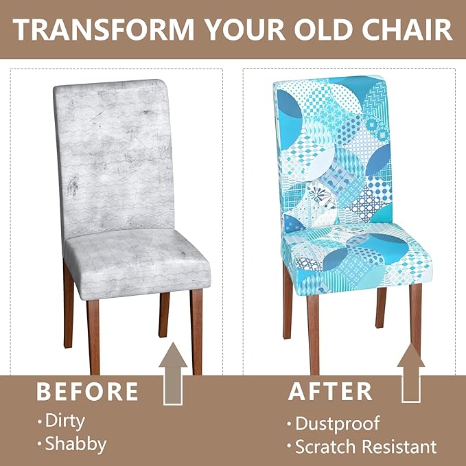 Stretch Dining Chair Covers Set of 4,Floral Print Chair Covers,Soft Removable Washable,Pet Friendly Furniture Protector,Universal Chair Slipcovers for Home, Kitchen,Ceremony Dining Room Seat