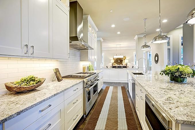 Custom Size Hallway Runner Rug, Slip Resistant, 26 Inch Wide X Your Choice of Length, Scroll Beige, 26 Inch X 11 feet
