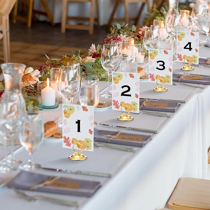 24 Pcs Table Number Holders-Metal Place Card Holders Table Number Stands Tabletop Sign Stands for Photos, Menu, Memo, Notes, Wedding, Restaurant, Banquet, Birthday(Gold)