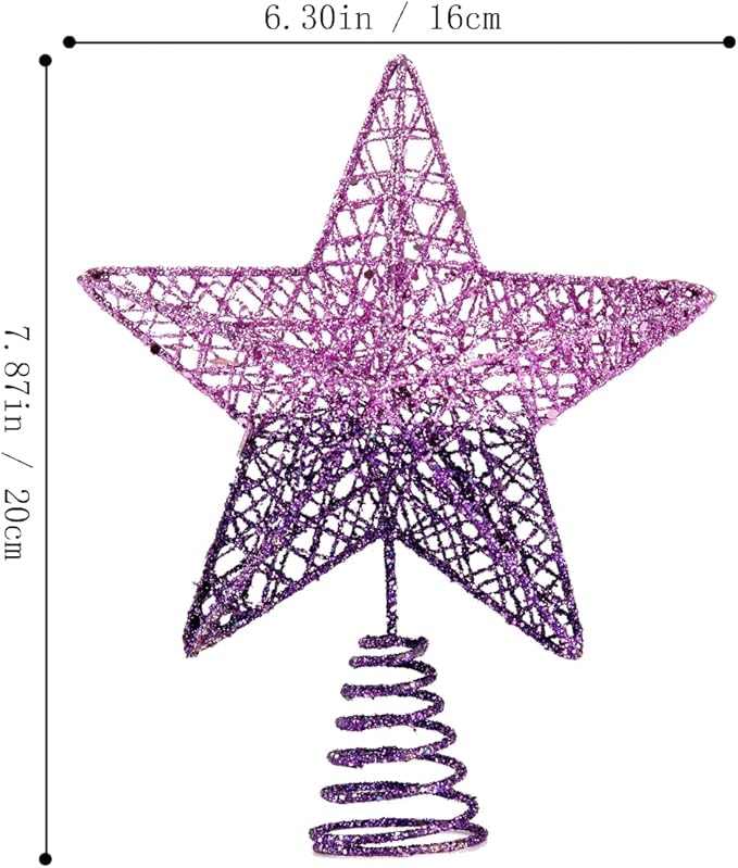BinaryABC Christmas Tree Topper Star,Glittering Christmas Tree Decoration Ornaments,20cm (Purple Gradient)