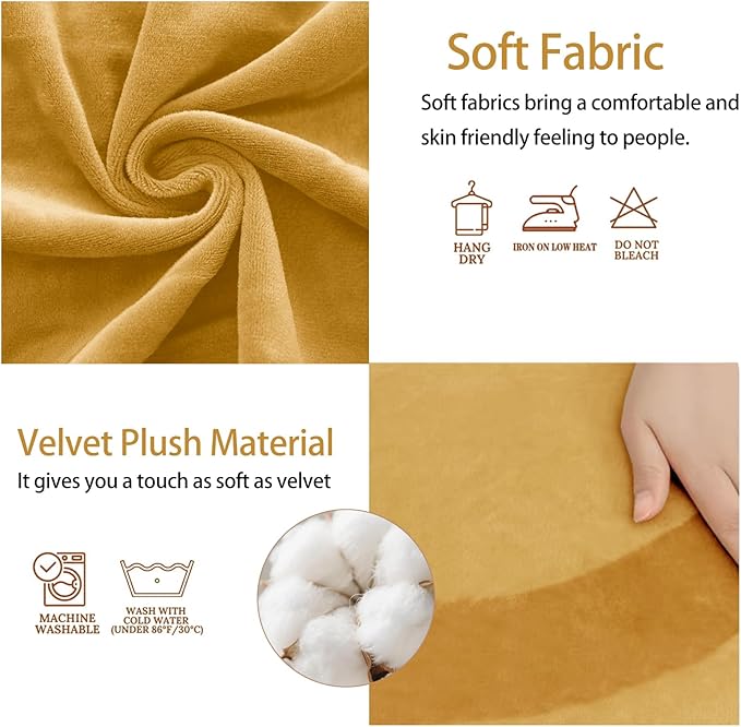 Dining Chair Seat Covers Set of 6, Stretch Velvet Chair Seat Slipcovers Protector, Removable Washable Kitchen Chair Covers for Dining Room Chairs (Set of 6, Mustard)