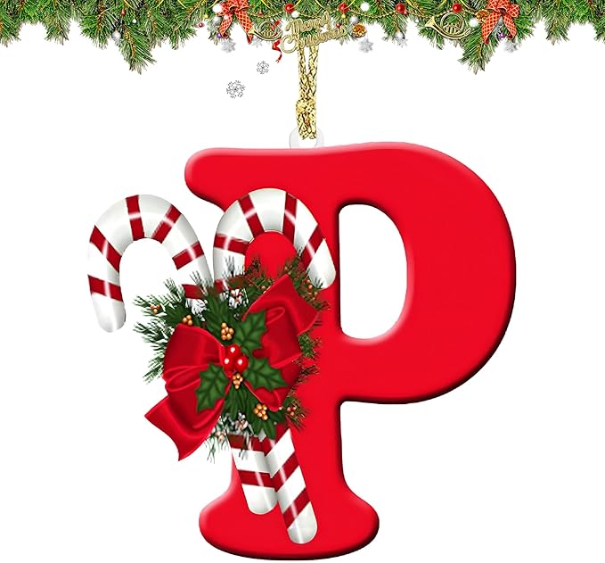 Personalized Christmas Letter Ornaments - 26 Alphabet Letters for Xmas Tree DIY Craft