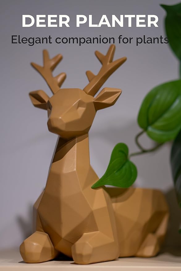 Low-Poly Deer Bowl, Christmas Decorations, Resin Reindeer Statue, Deer Candy Dish & Key Holder, Deer Desk Decor for Living Room, Entryway, Dining Table, Office, Shelves