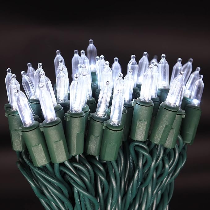 100-Count Cool White LED Christmas String Lights, 35 Ft Green Wire, UL Certified Connectable, Mini Xmas Lights Outdoor or Indoor (Cool White)