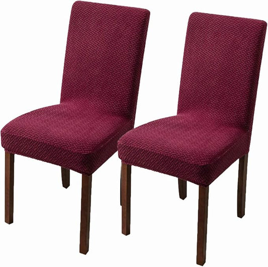 Genina Chair Covers for Dining Room Chair Covers Dining Chair Slipcovers Stretch Kitchen Parsons Chair Cover (Wine Red, 2 PCS)