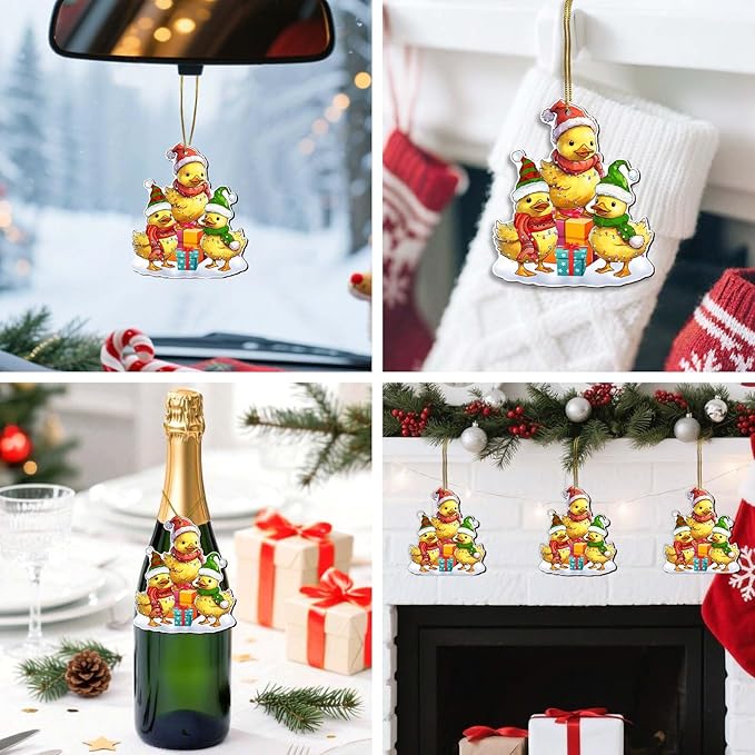 Cute Duck Christmas Ornament – Three Holiday Ducks with Lights and Gifts, Funny Farmhouse Tree Decoration, Farm Animal Family Keepsake 2025 for Women