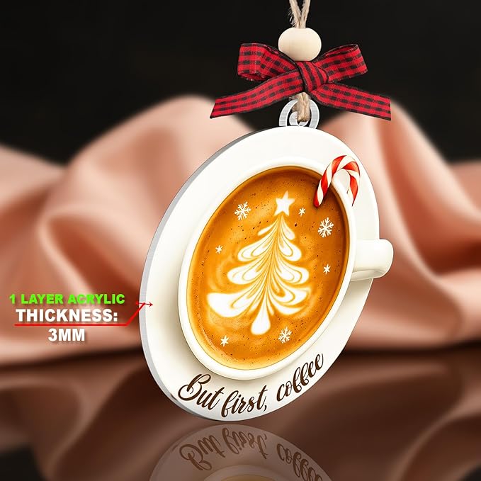 Coffee Ornament - Coffee Lover Christmas Ornament - Latte, Espresso, Barista Ornament - Coffe Gifts for Cappuccino, Latte, Espresso, Milkshake Lovers - Acrylic Christmas Keepsake 2025