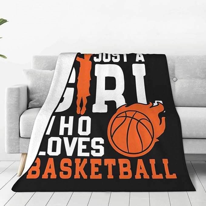 Basketball Throw Blanket Just A Girl Who Loves Basketball Decor Blanket Super Cozy Plush Lightweight Soft Plush Flannel Fleece Sports Blanket Gifts For Girls Boys Kids Women For Sofa Bed Couch 50"X60"
