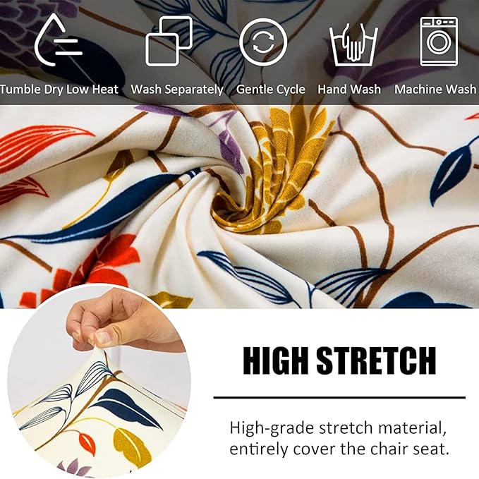 Stretch Chair Covers Slipcovers Set of 4 Printed Stretchable Dining Chair Slipcover Washable Removable for Kitchen,Hotel,Restaurant