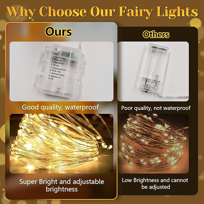 2Pack-400LED 134FT Fairy Lights Battery Operated with Remote，Waterproof String Lights for Indoor & Outdoor,8 Modes Christmas Lights for Christmas Tree,Bedroom, Party,Wedding Decor