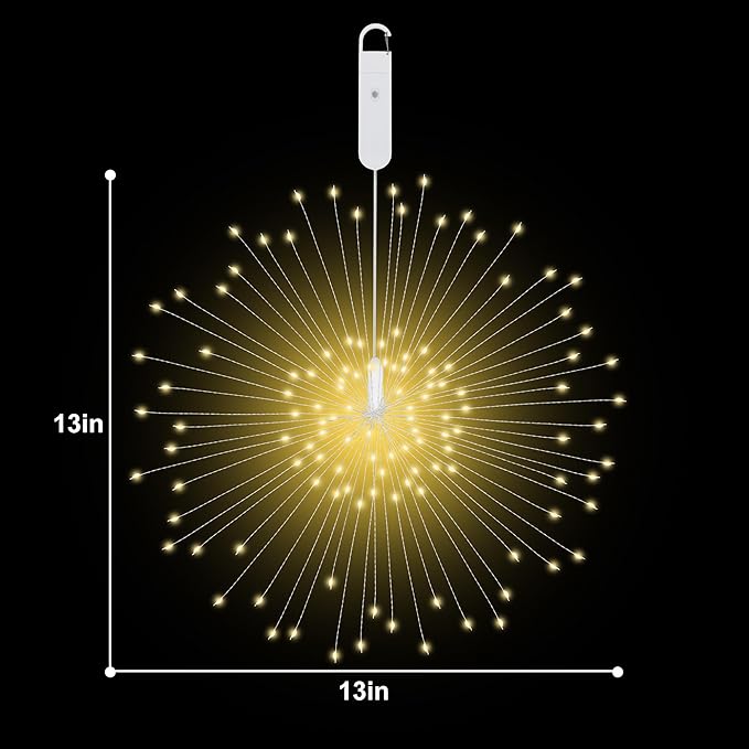 Starburst Sphere Lights with Remote Control 120 LED Firework Light 8 Modes Wedding Decorative Hanging Lights for Party Patio Garden Warm White 4 Pack