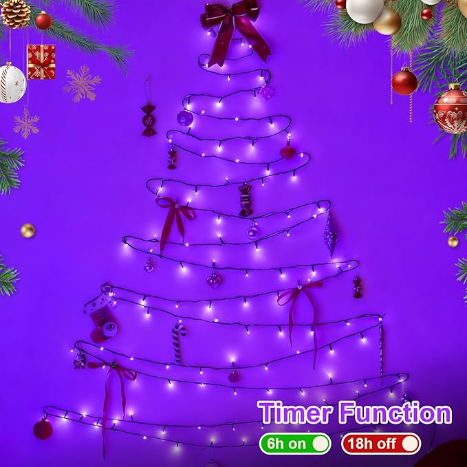YEGUO 165ft 500 LED Christmas Lights Outdoor Waterproof, Purple String Lights Plug in, Twinkle Christmas Tree Lights Indoor with Timer Memory 8 Modes