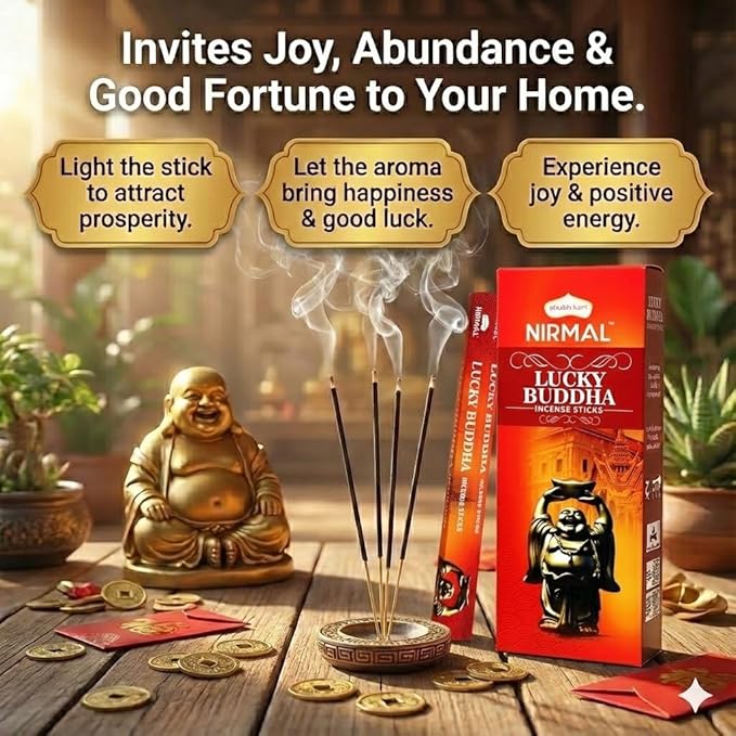 Shubhkart Hexa Lucky Buddha Incense Sticks, Pack of 6 (120 Sticks). Calming Blend for Attracting Good Fortune, Positive Energy, Peace & Meditation
