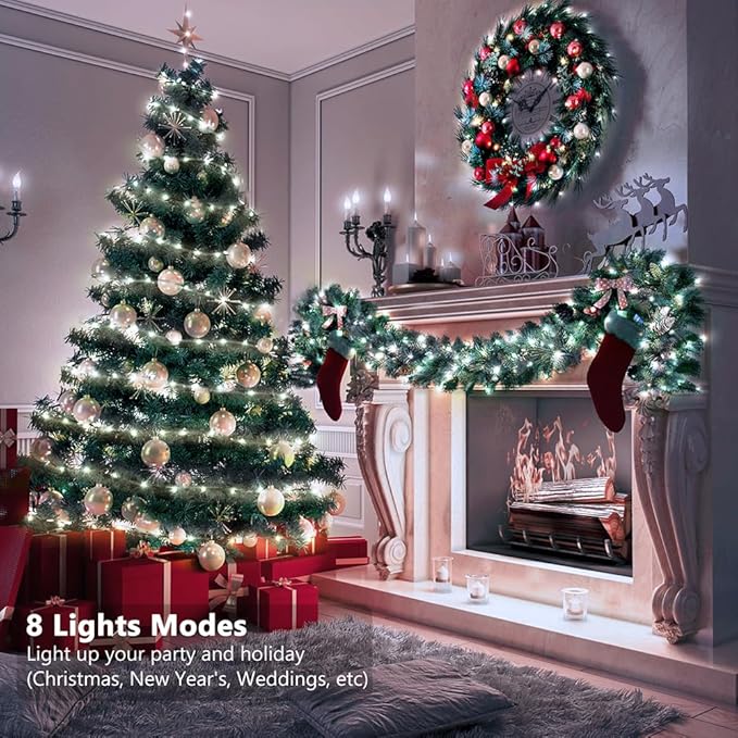 Battery Operated String Lights (4 Pack), 16.5ft 50 LED Fairy String Lights Battery Powered with Remote & Timer for Indoor Outdoor Christmas Trees Wreath Decoration Bedroom Patio - Cool White