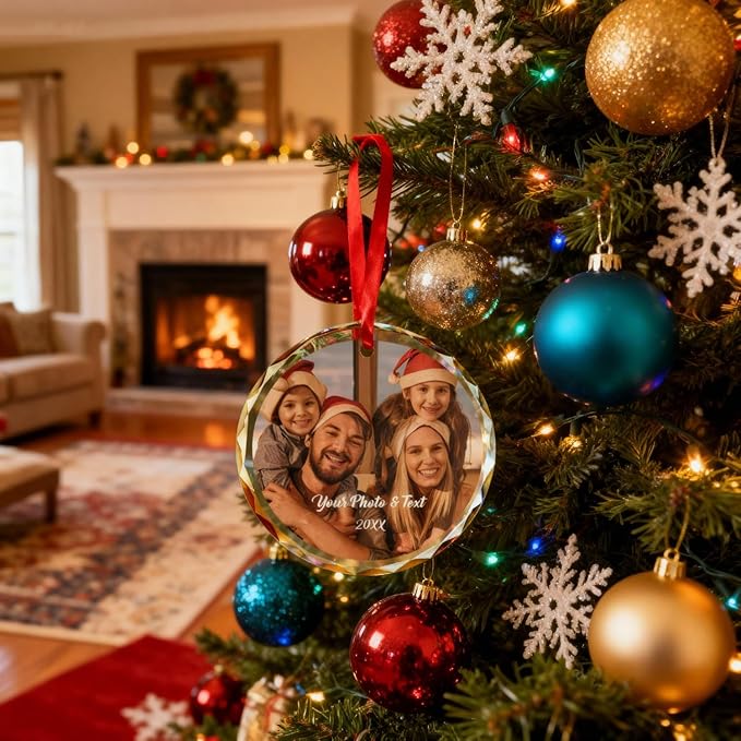 Bemaystar Personalized Christmas Ornaments,Custom Christmas Ornament with Photo,3"-5" Persoanlzied Family Ornaments 2025