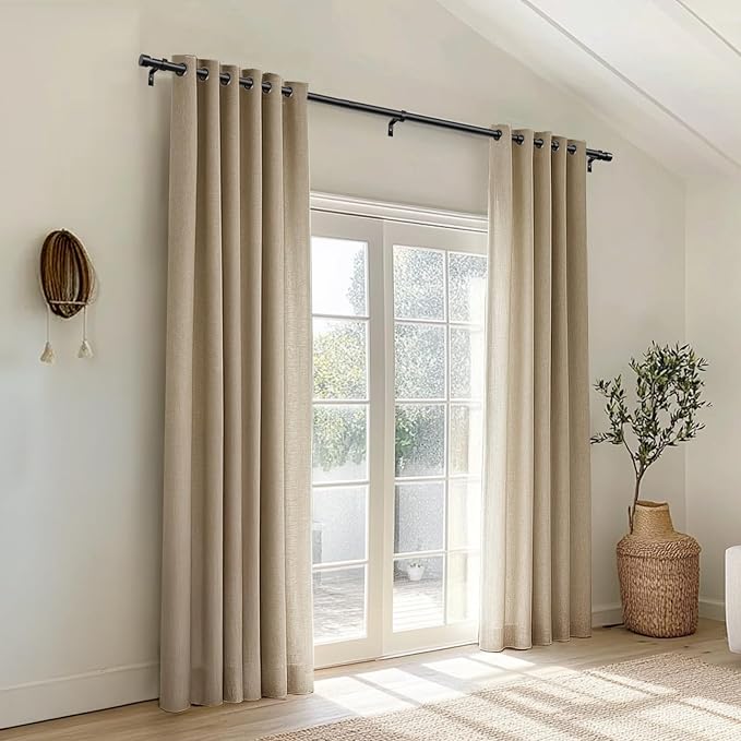 Zeerobee Curtain Rods for Windows 66 to 120, Black Curtain Rod, Adjustable 1 Inch Heavy Duty Outdoor/Indoor Modern Drapery Pole, 32"-120"