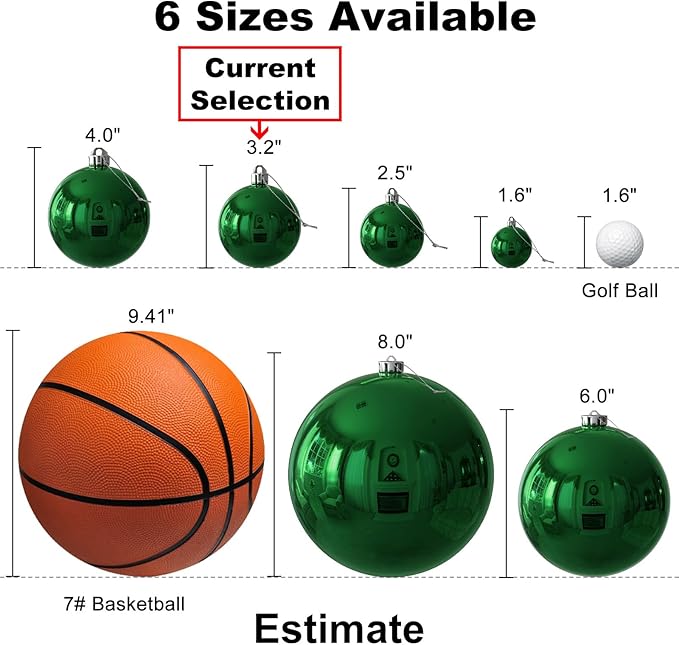 Emerald Green 3.2" Large Christmas Balls - Christmas Tree Decoration Ornaments Shatterproof Hanging Balls for Birthday Halloween Holiday Wedding Decorations Set of 10pcs