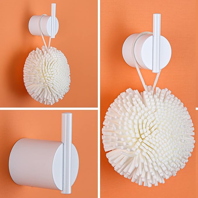 RANDOM Towel Hooks White Wall Hooks Individual Coat Hooks Stainless Steel Hand Towel Holder Modern Metal Robe Hook for Bathroom Kitchen Wall Mounted 2 Pack