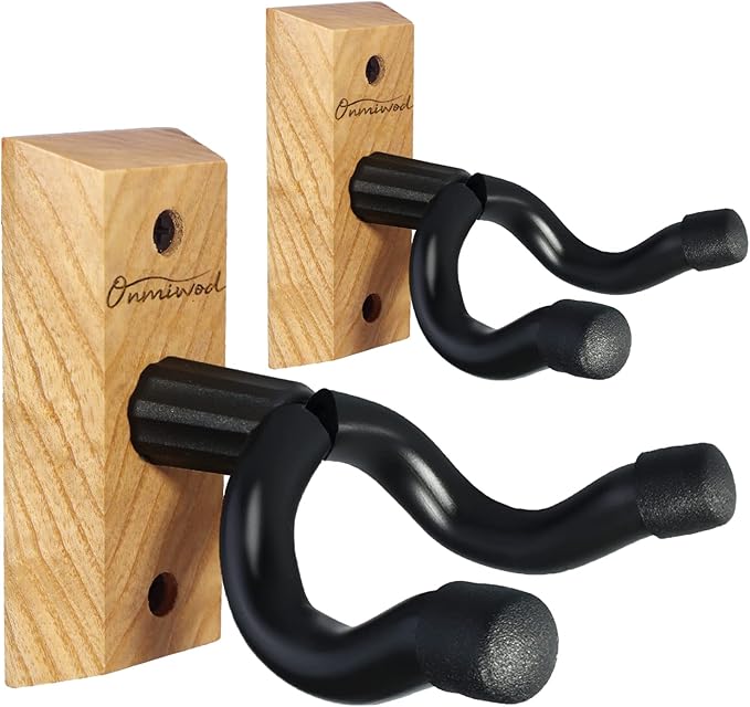 Guitar Wall Mount 2 Pack, Ash Hardwood Guitar Hanger, U-Shaped Guitar Wall Hanger Mount, Guitar Holder Hook Stand Wall for Acoustic, Electric Guitar, Banjo, Bass, for Guitar Player Men Boy