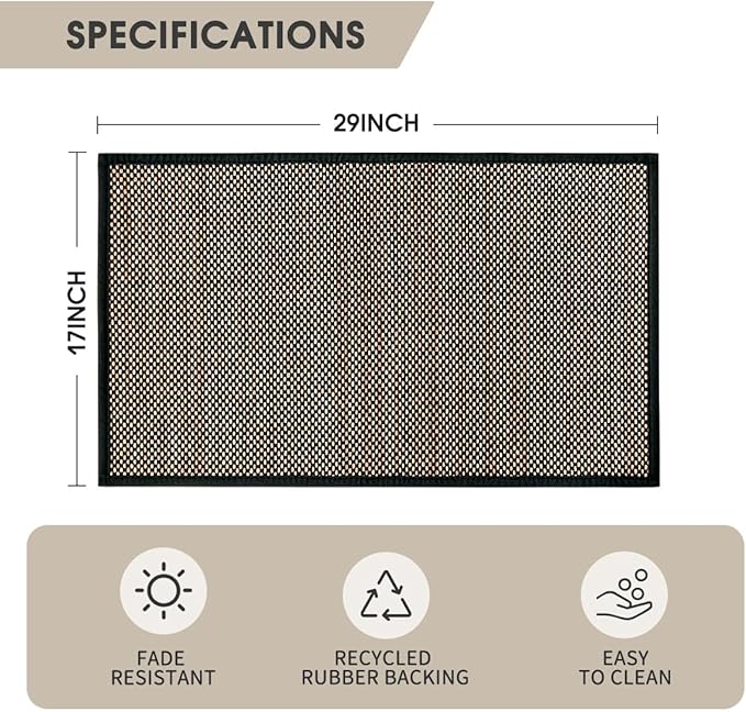 Artoid Mode Washable Non Skid Kitchen Rugs and Mats Doormat, Absorbent Door Mat Rugs for Kitchen Floor Front of Sink Hallway Black 17x29 Inch